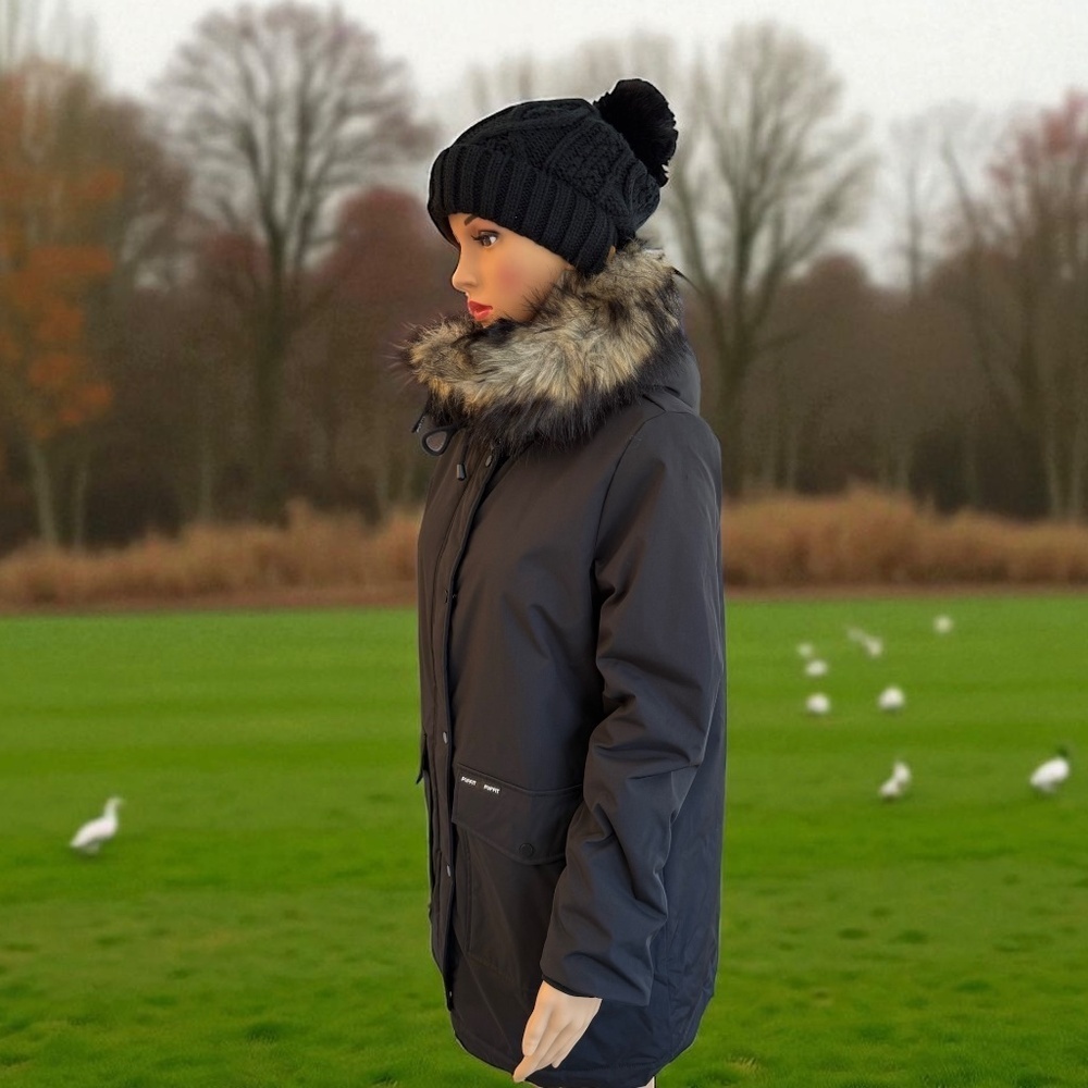 Faux Fur Mid-Length Hooded Parka With Large Pockets. NWT. - Picture 5 of 13